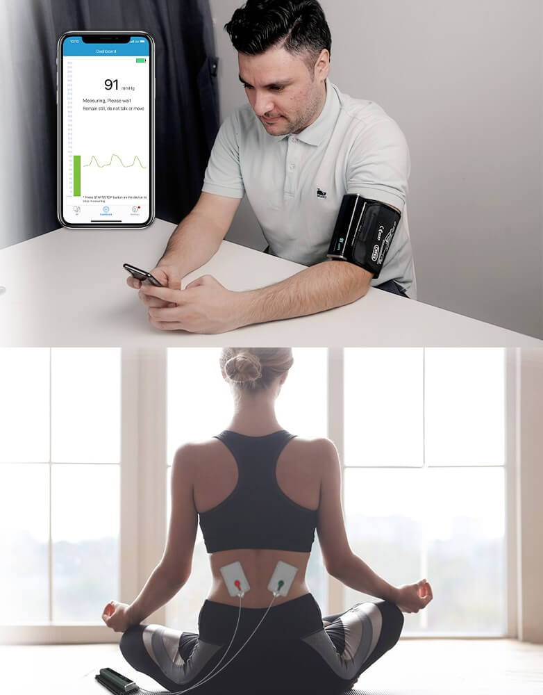 Blood pressure monitor for exercise top
